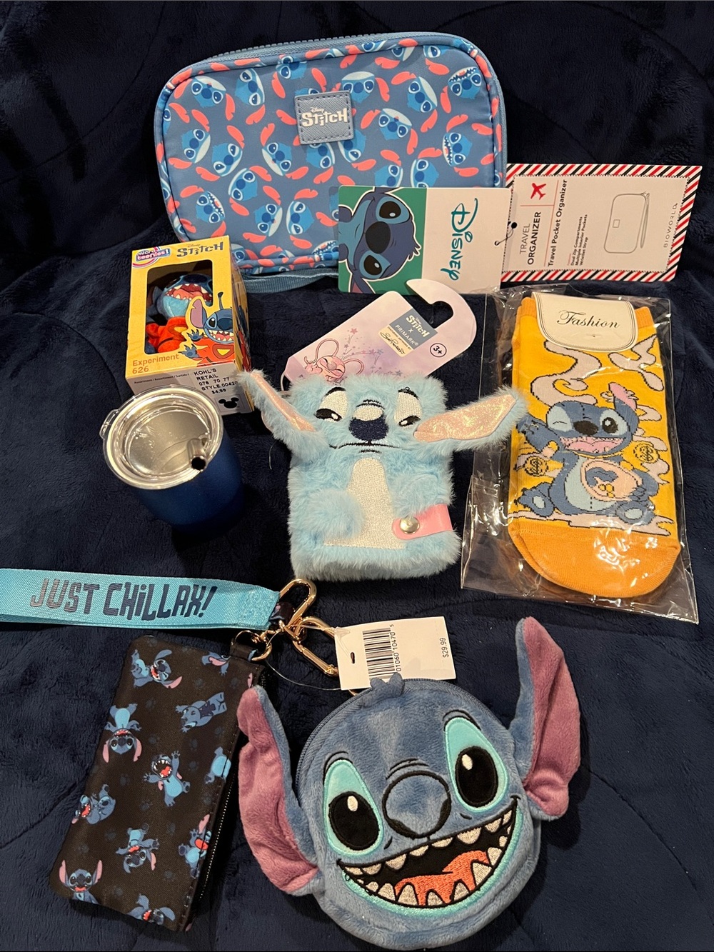 Disney Stitch Accessories Set - Travel Organizer/Coin Pouch Lanyard/Notebook/